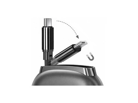 LogiLink Câble USB 2.0, USB-C - USB-C, rétractable, noir