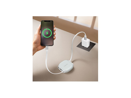LogiLink Câble USB 2.0, USB-C - USB-C, rétractable, blanc