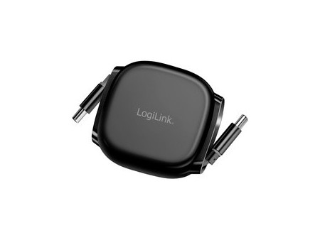 LogiLink Câble USB 2.0, USB-C - USB-C, rétractable, blanc