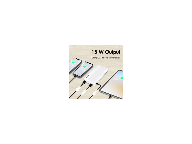 LogiLink Powerbank, 10.000 mAh, 2x USB-A, 2x USB-C, blanc