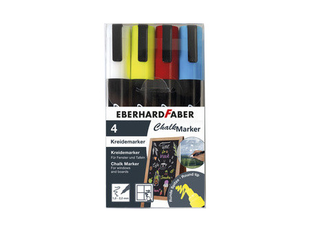 EBERHARD FABER Marqueur craie 1-2 mm, étui de 4, assorti