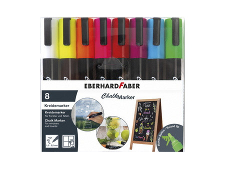 EBERHARD FABER Marqueur craie 1-2 mm, étui de 8, assorti
