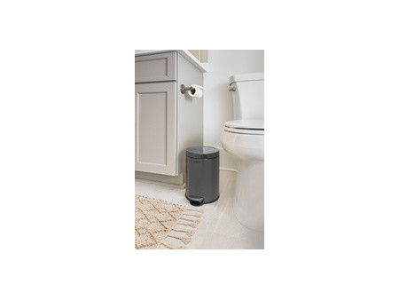 Rubbermaid Poubelle à pédale, ronde, 6 litres, gris foncé