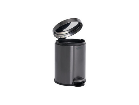 Rubbermaid Poubelle à pédale, ronde, 6 litres, gris foncé