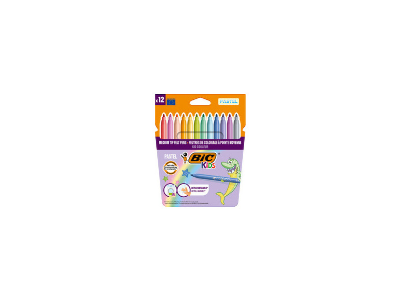 BIC KIDS Feutre Couleur medium Pastel, étui en carton de 12