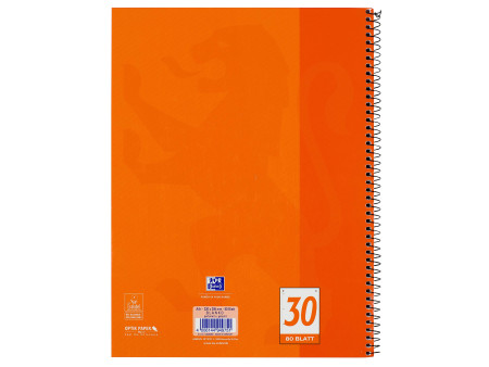 Oxford Cahier à spirale, A4+, uni, 160 pages, orange
