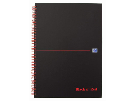 Oxford Cahier à spirale Black n' Red, A4, ligné, carton