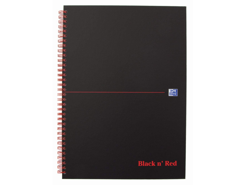 Oxford Cahier à spirale Black n' Red, A4, ligné, carton