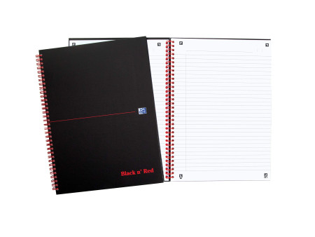 Oxford Cahier à spirale Black n' Red, A4, ligné, carton