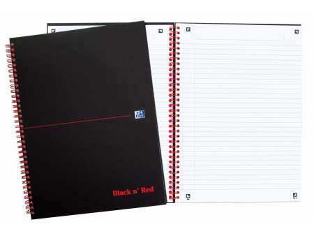 Oxford Cahier à spirale Black n' Red, A5, ligné, carton