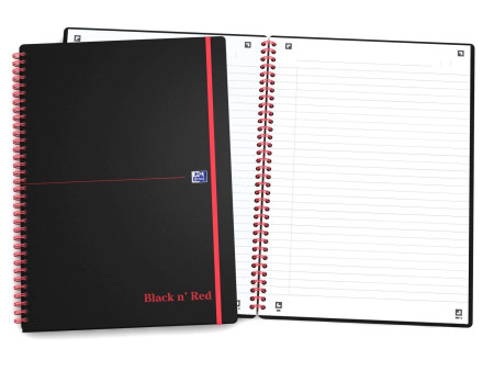 Oxford Cahier à spirale Black n' Red, A5, ligné, PP