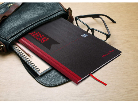 Oxford Bloc-notes Black n' Red - à reliure, A4, quadrillé