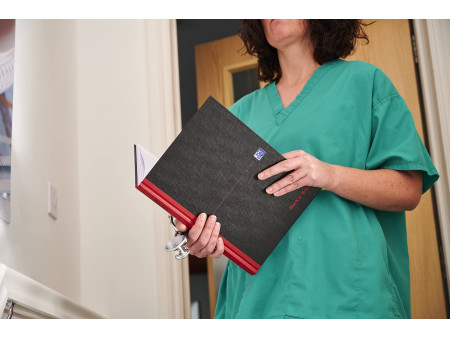 Oxford Bloc-notes Black n' Red - à reliure, A4, quadrillé