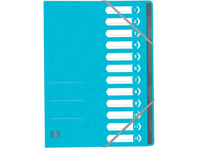 Oxford Trieur Top File+, A4, 12 compartiments, bleu clair