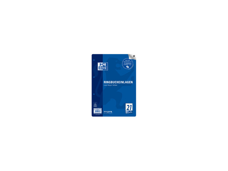 Oxford Feuillets pour classeur, A4, quadrillé, 100 feuilles