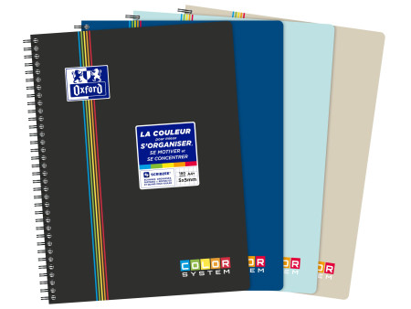 Oxford Cahier reliure intégrale COLOR SYSTEM, A4+, quadrillé