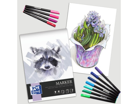 Oxford Art Bloc de dessin marqueur 'Marker', A3, 15 feuilles