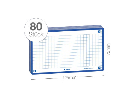 Oxford Fiches 'Flash 2.0', 75x125 mm, quadrillé, bleu