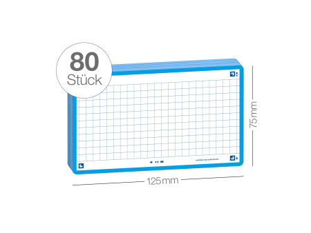 Oxford Fiches 'Flash 2.0', 75x125 mm, quadrillé, turquoise