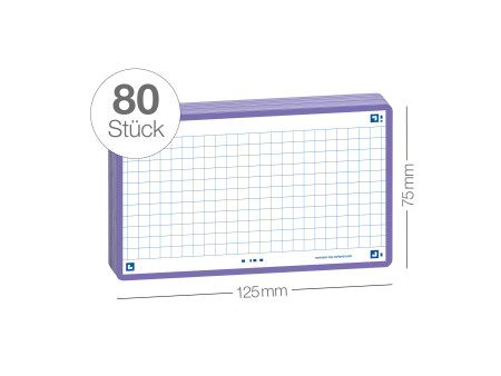Oxford Fiches 'Flash 2.0', 75 x 125 mm, quadrillé, violet