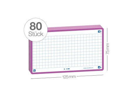 Oxford Fiches 'Flash 2.0', 75 x 125 mm, quadrillé, lilas