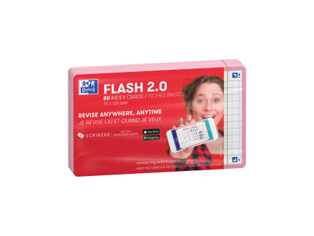 Oxford Fiches 'Flash 2.0', 75 x 125 mm, quadrillé, rose