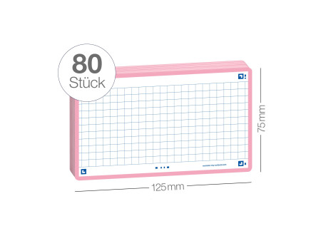Oxford Fiches 'Flash 2.0', 75 x 125 mm, quadrillé, rose