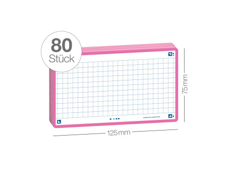 Oxford Fiches 'Flash 2.0', 75 x 125 mm, quadrillé, fuchsia