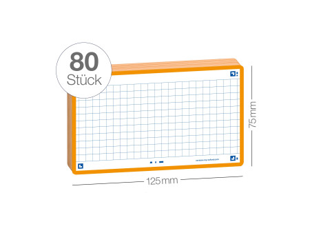Oxford Fiches 'Flash 2.0', 75 x 125 mm, quadrillé, orange