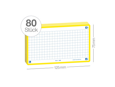 Oxford Fiches 'Flash 2.0', 75 x 125 mm, quadrillé, jaune