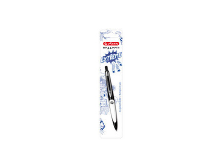 herlitz Stylo à bille rétractable my.pen, noir/blanc