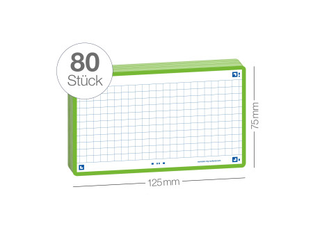 Oxford Fiches 'Flash 2.0', 75 x 125 mm, quadrillé, vert