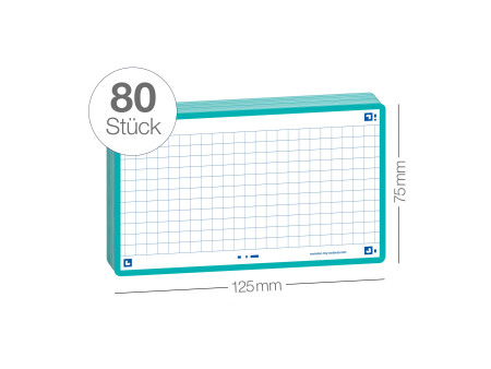 Oxford Fiches 'Flash 2.0', 75 x 125 mm, quadrillé, menthe