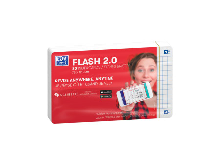 Oxford Fiches 'Flash 2.0', 75 x 125 mm, quadrillé, blanc