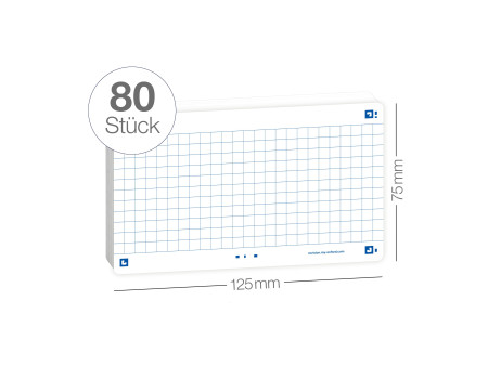 Oxford Fiches 'Flash 2.0', 75 x 125 mm, quadrillé, blanc