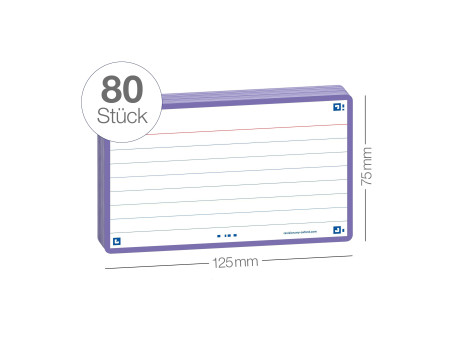 Oxford Fiches 'Flash 2.0', 75 x 125 mm, ligné, violet