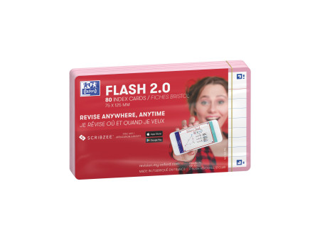 Oxford Fiches 'Flash 2.0', 75 x 125 mm, ligné, rose