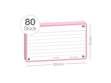 Oxford Fiches 'Flash 2.0', 75 x 125 mm, ligné, rose