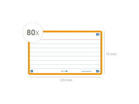 Oxford Fiches 'Flash 2.0', 75 x 125 mm, ligné, orange