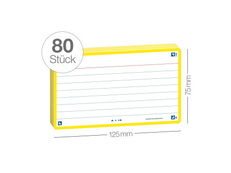 Oxford Fiches 'Flash 2.0', 75 x 125 mm, ligné, jaune