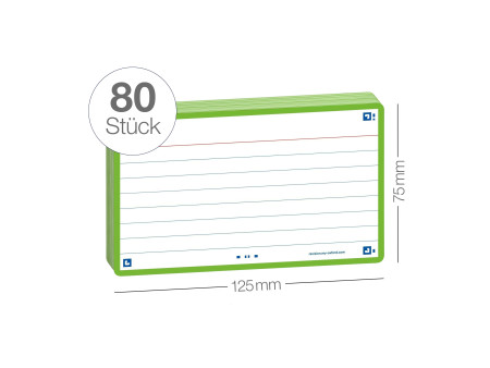 Oxford Fiches 'Flash 2.0', 75 x 125 mm, ligné, vert