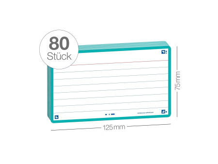 Oxford Fiches 'Flash 2.0', 75 x 125 mm, ligné, menthe