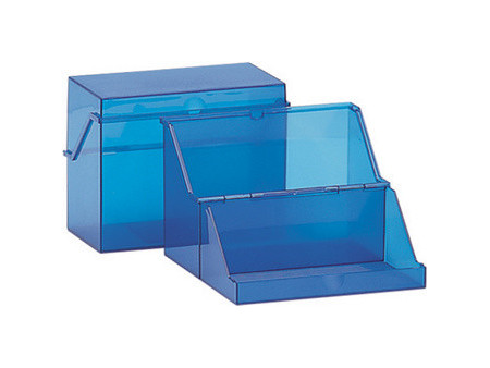 helit Petite boîte à fiches, translucide, bleu