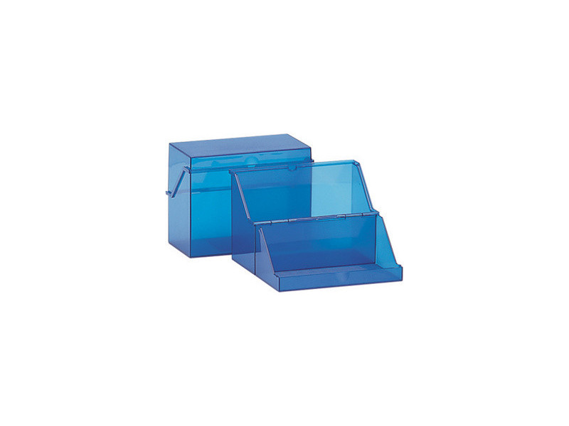 helit Petite boîte à fiches, translucide, bleu