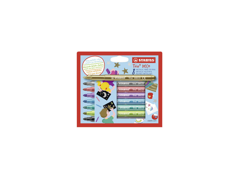 STABILO Feutre de coloriage Trio Deco, étui en carton de 8