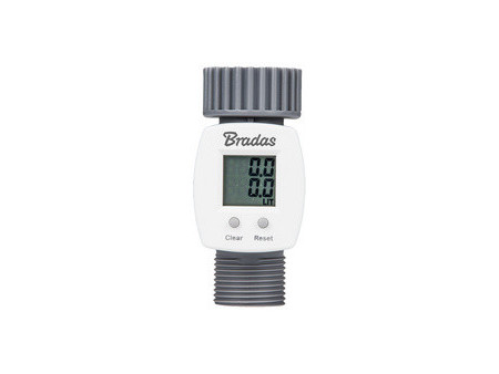 Bradas Débitmètre d'eau numérique WHITE LINE, 3/4', gris/