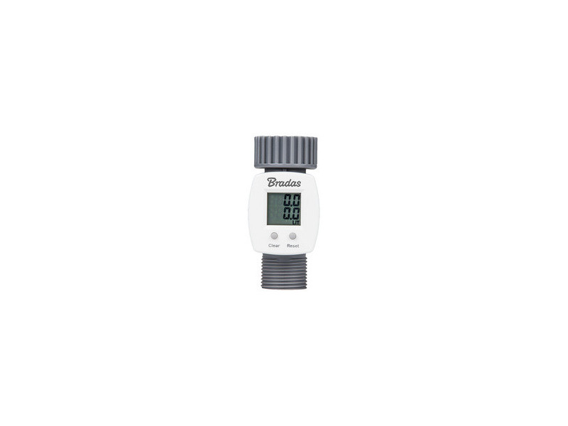 Bradas Débitmètre d'eau numérique WHITE LINE, 3/4', gris/