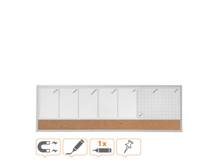 nobo Planning hebdomadaire combiné, tableau blanc/liège