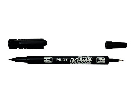 PILOT Marqueur permanent Twin Marker, extra fin, bleu