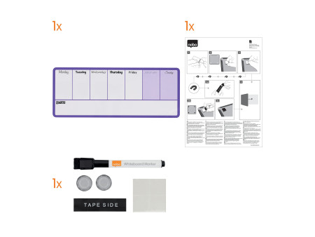 nobo Tableau blanc planning hebdomadaire, (L)360 x (H)140 mm